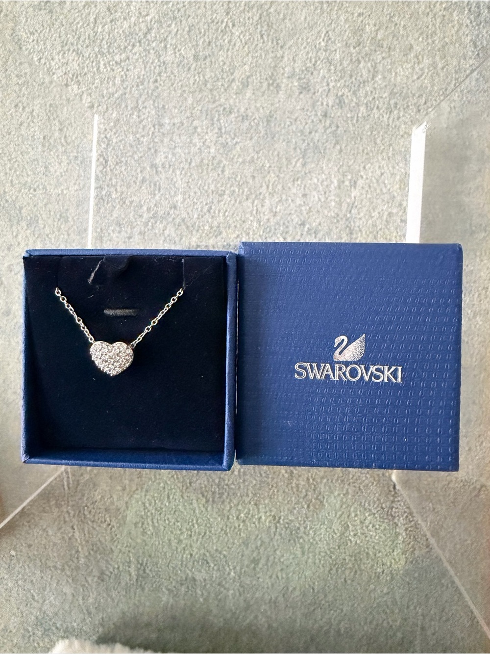 Swarovski Silver-Tone Pave Heart Crystal Necklace